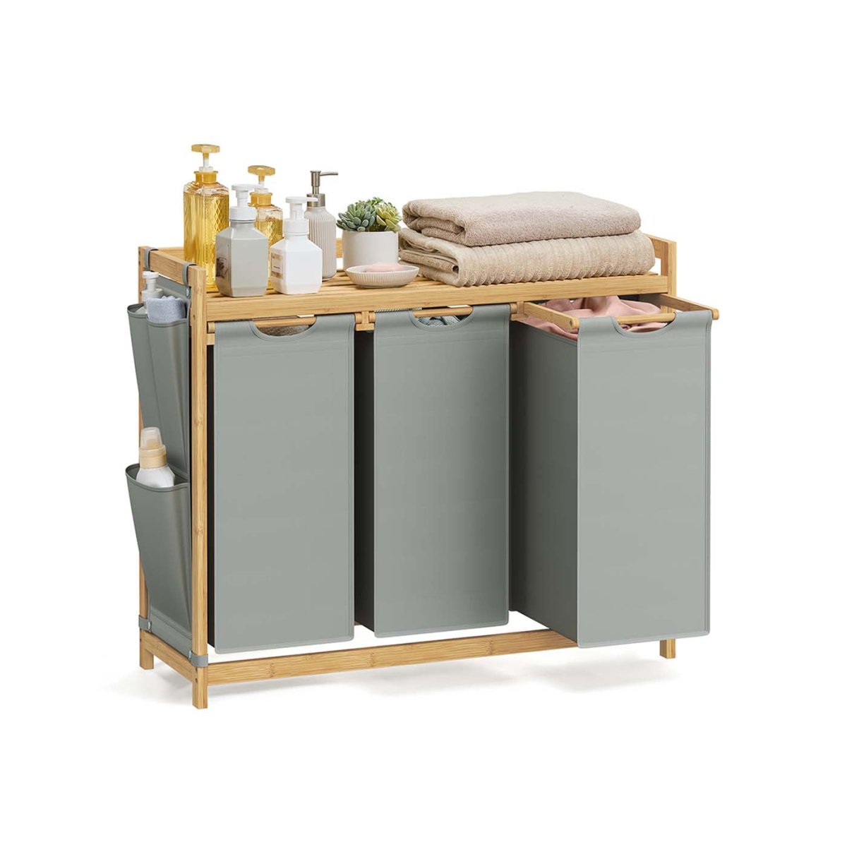 Bamboe Wasmand met 3 Vakken - 150 Liter - De Vries Meubels