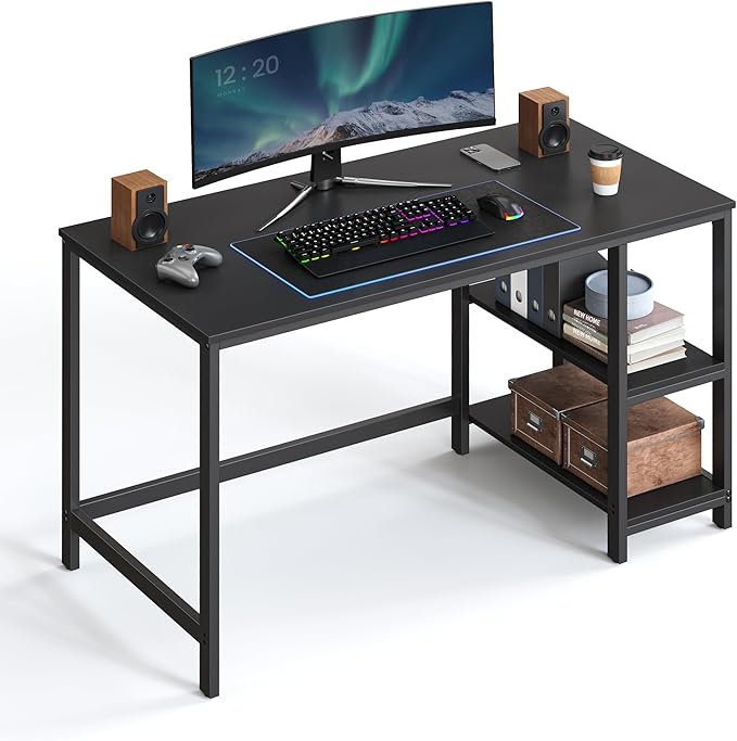 Bureau - Computertafel - Bureautafel met 2 legplanken rechts of links - Industrieel ontwerp - De Vries Meubels