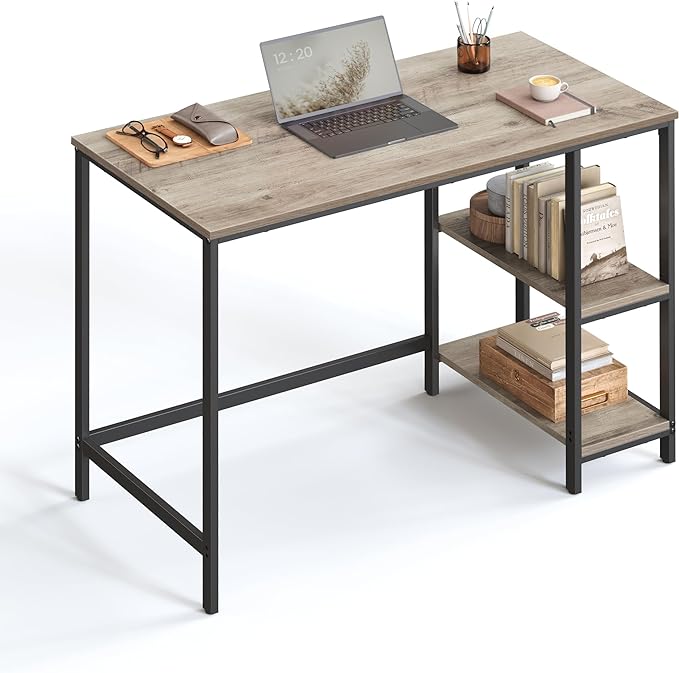 Bureau - Computertafel - Bureautafel met 2 legplanken rechts of links - Industrieel ontwerp - De Vries Meubels