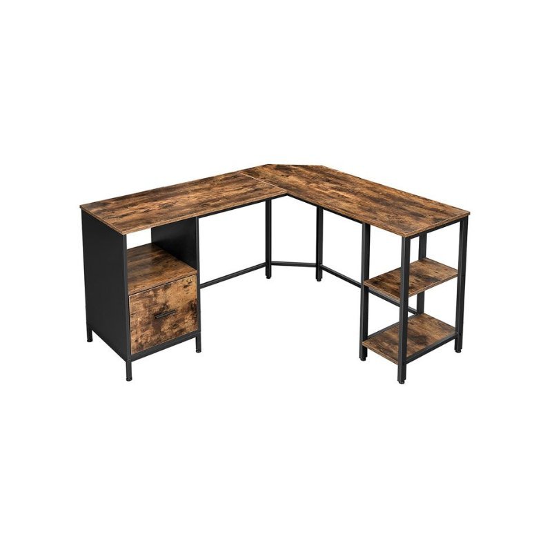 Bureau L - vormig - Computerbureau met 2 planken - Mappenlade - De Vries Meubels