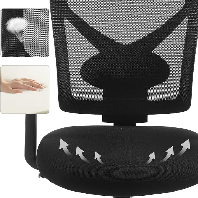 Bureaustoel - Ergonomische Kantoorstoel met Kantelmechanisme - Verstelbare armleuningen - Mesh - De Vries Meubels