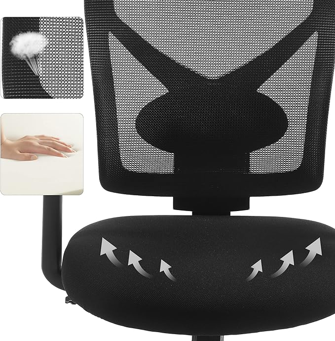 Bureaustoel - Ergonomische Kantoorstoel met Kantelmechanisme - Verstelbare armleuningen - Mesh - De Vries Meubels