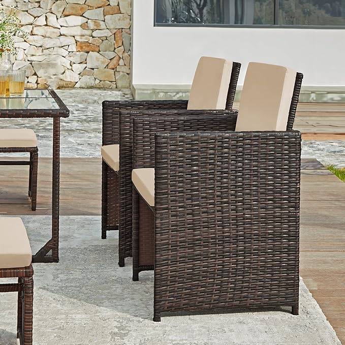 Complete Tuinmeubelset - Polyrattan Stoelen + Tafel - Terras Set met Kussens - De Vries Meubels