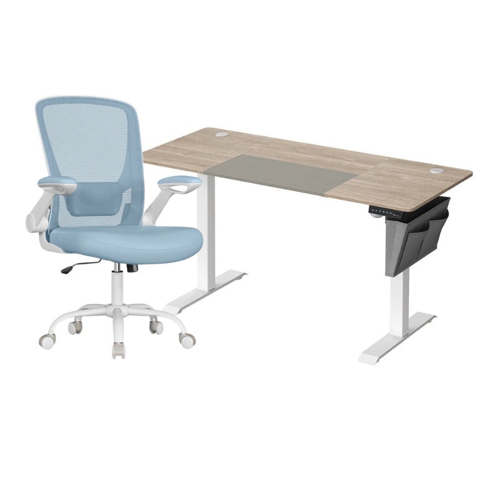 Complete Werkplek Budget - Elektrisch Zit - Sta Bureau + Ergonomische Bureaustoel - In Hoogte Verstelbaar Bureau - (Thuis)kantoor - De Vries Meubels