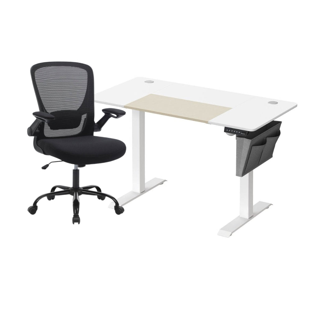Complete Werkplek Budget - Elektrisch Zit - Sta Bureau + Ergonomische Bureaustoel - In Hoogte Verstelbaar Bureau - (Thuis)kantoor - De Vries Meubels