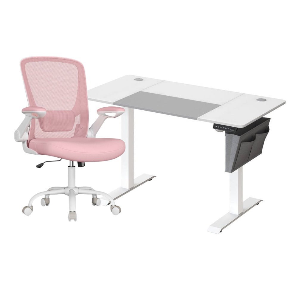 Complete Werkplek Budget - Elektrisch Zit - Sta Bureau + Ergonomische Bureaustoel - In Hoogte Verstelbaar Bureau - (Thuis)kantoor - De Vries Meubels