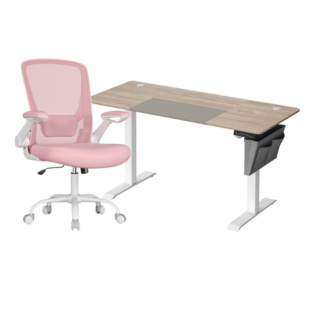 Complete Werkplek Budget - Elektrisch Zit - Sta Bureau + Ergonomische Bureaustoel - In Hoogte Verstelbaar Bureau - (Thuis)kantoor - De Vries Meubels