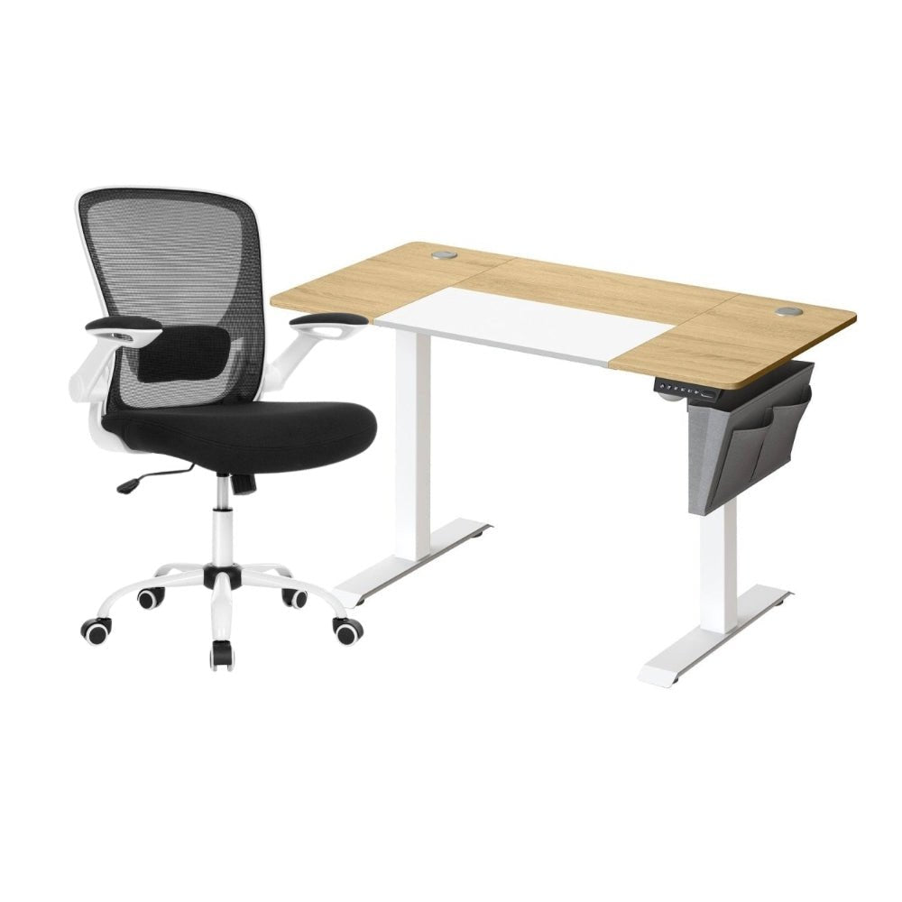 Complete Werkplek Budget - Elektrisch Zit - Sta Bureau + Ergonomische Bureaustoel - In Hoogte Verstelbaar Bureau - (Thuis)kantoor - De Vries Meubels