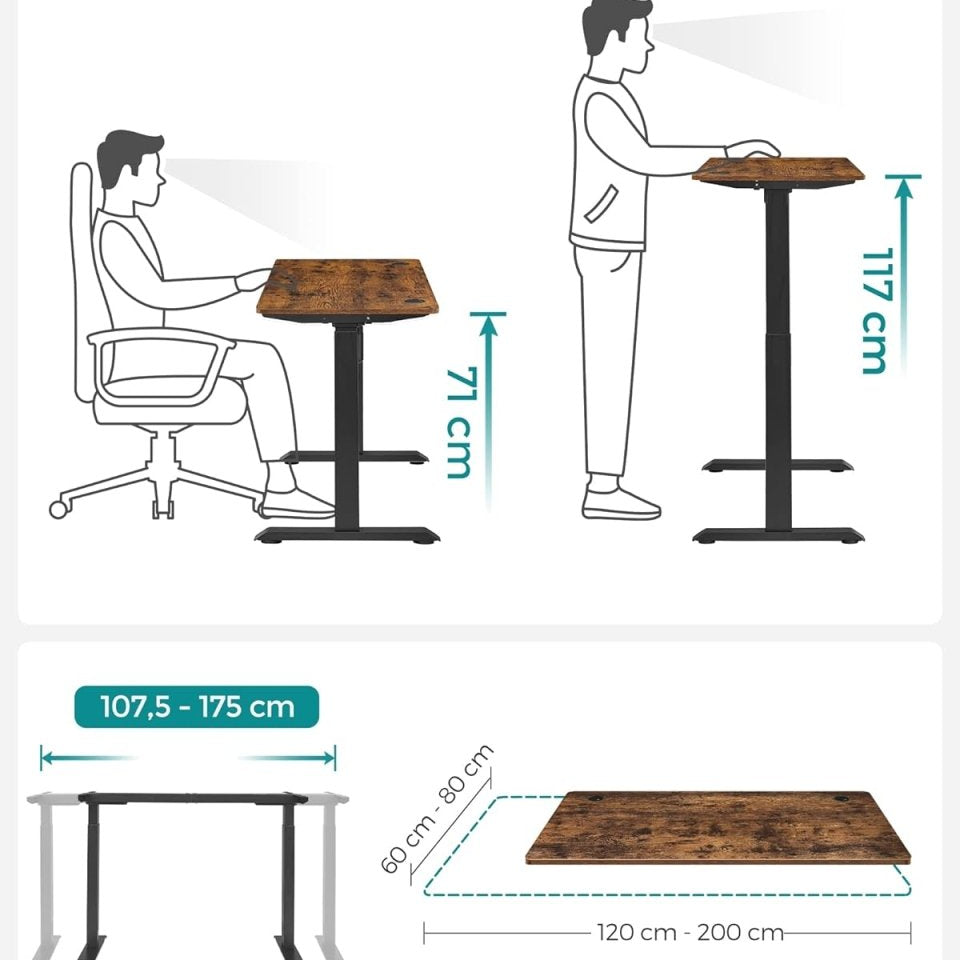 Elektrisch Sta Bureau - Verstelbaar in hoogte - Met Geheugenfunctie - 4 Geheugenstanden - De Vries Meubels