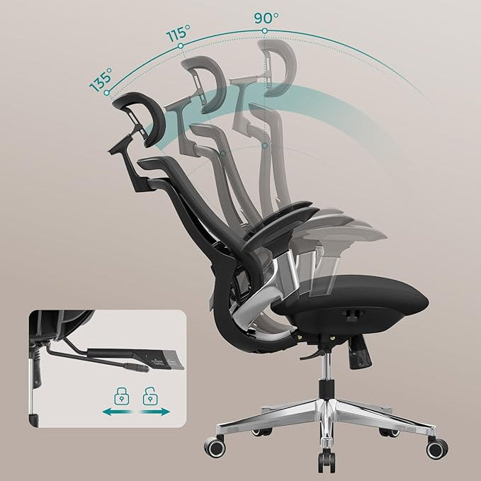 Ergo Elite 2.0 Ergonomische Bureaustoel - Compleet Verstelbaar - 6 - delige TPR - lendensteun - Tot 150 kg belastbaar - De Vries Meubels