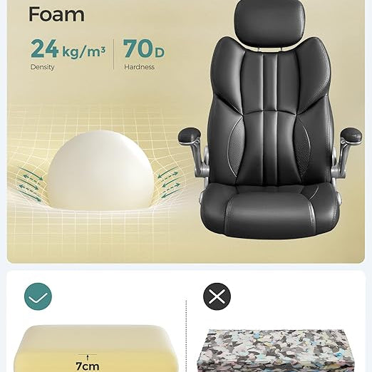 Ergonomische Directeur Stoel - Bureaustoel Leder - Belastbaar tot 150 kg - De Vries Meubels