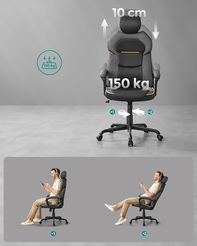 Ergonomische Gamingstoel - Bureaustoel - Computerstoel - Verstelbare Hoofdsteun - De Vries Meubels