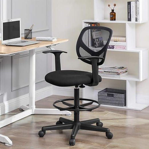 Ergonomische Kruk - Bureaustoel - Kappersstoel - In Hoogte Verstelbare Voetensteun - 360° draaibaar - De Vries Meubels