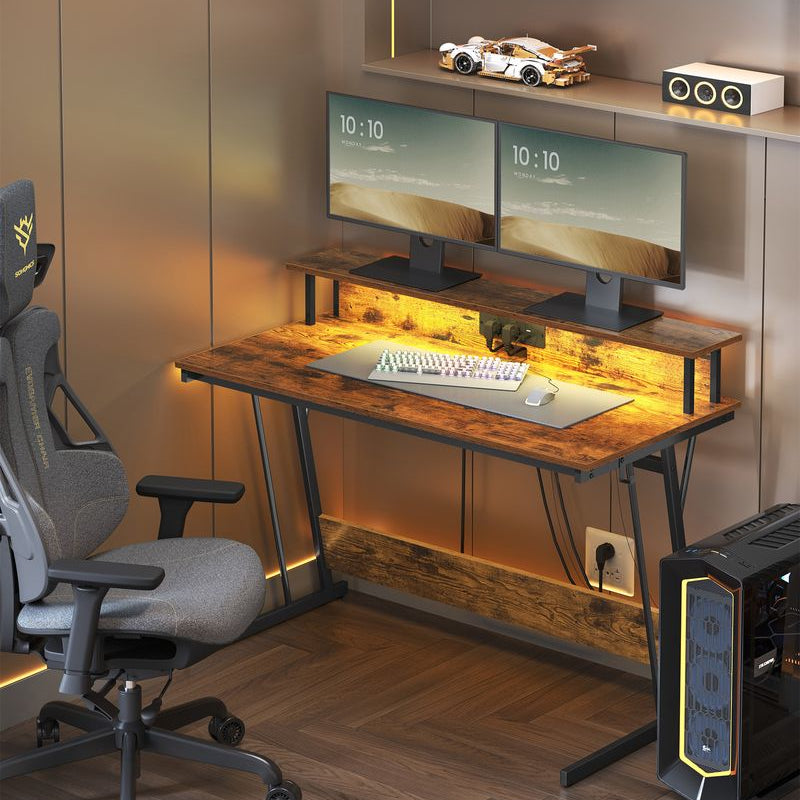 Gamebureau met LED - Gaming Tafel met Stopcontact en USB - aansluiting - De Vries Meubels