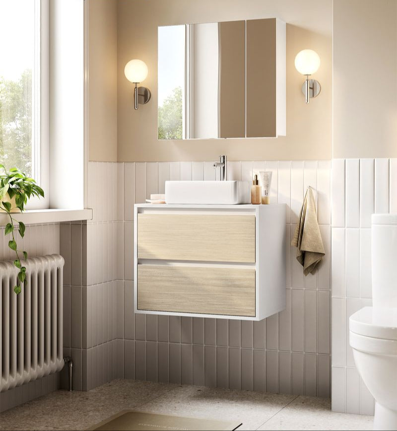 Hangende Wastafelkast - Badkamerkast met 2 Lades - Ruimtebesparend - De Vries Meubels