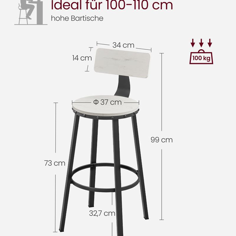 Industriële Barstoelen - Set van 2 - Vintage Houten Zitvlak - De Vries Meubels