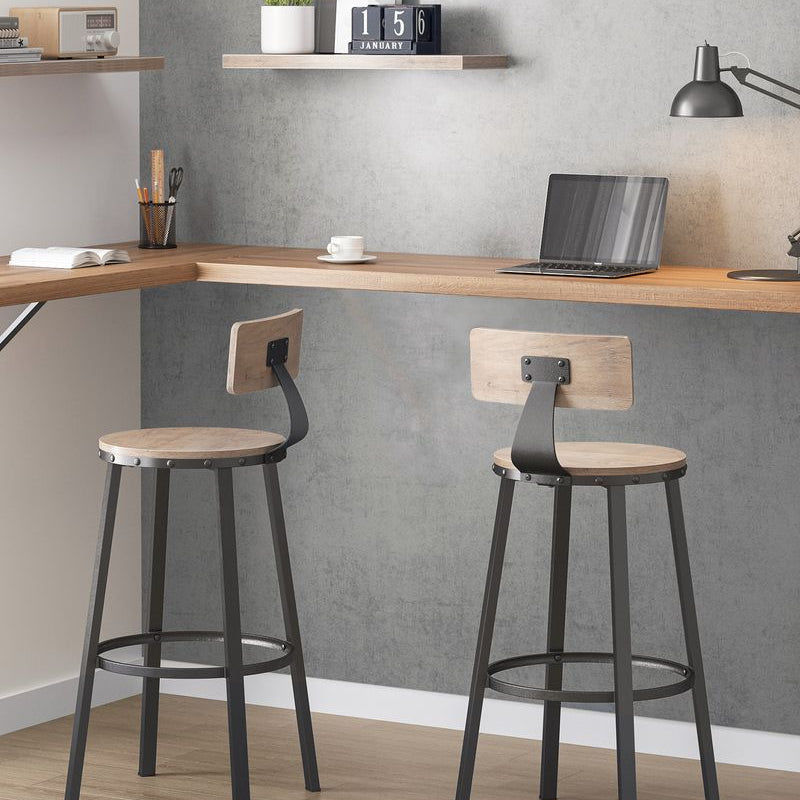 Industriële Barstoelen - Set van 2 - Vintage Houten Zitvlak - De Vries Meubels