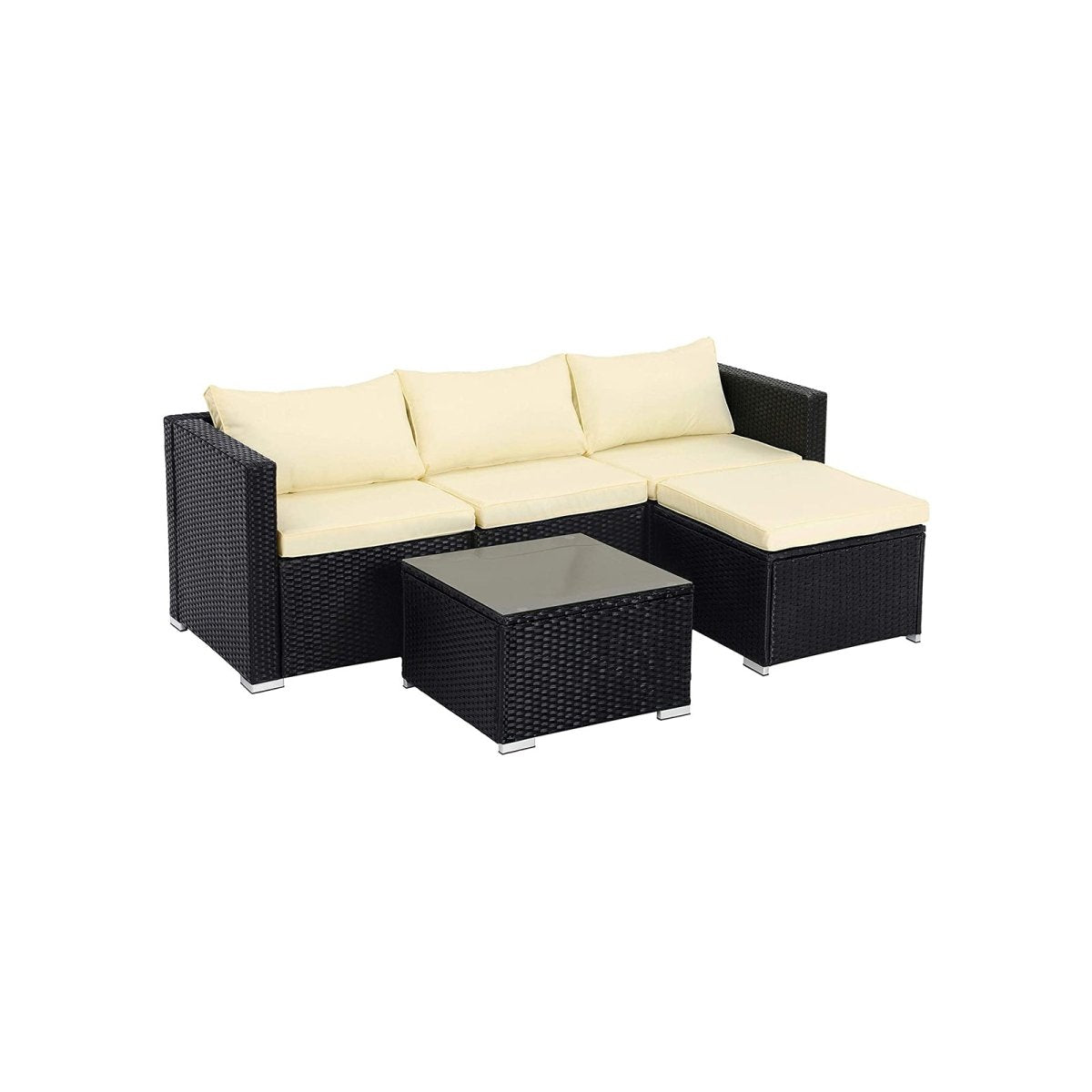 Loungeset met Tafel - Tuinbank - Tuinset - Polyrattan Tuinmeubelset - De Vries Meubels