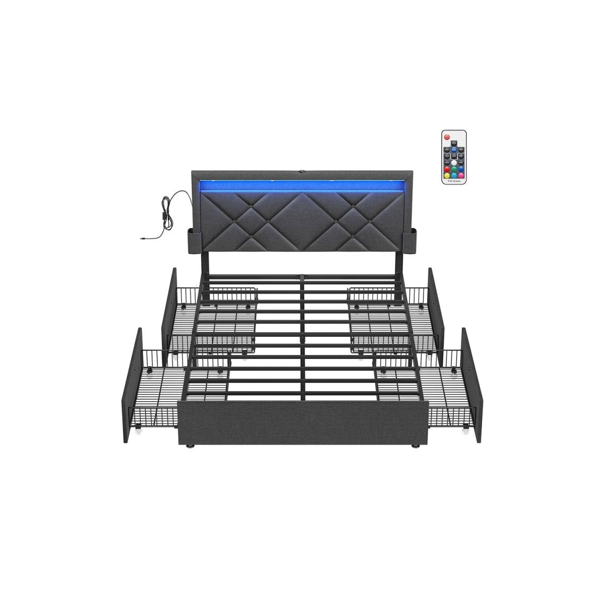 Multifunctioneel bedframe met LED - verlichting en opbergruimte - USB - aansluiting - De Vries Meubels