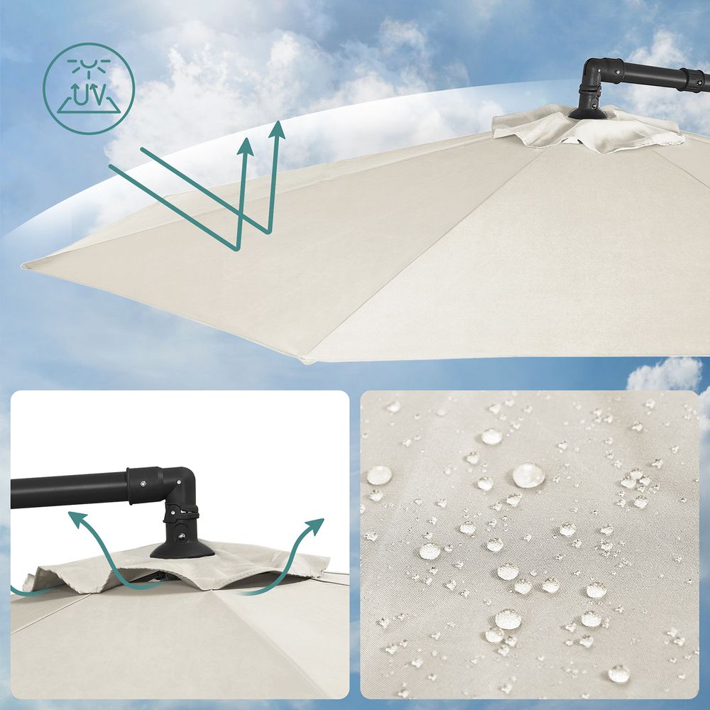 Parasol Ø 3 Meter - Tuinparasol met Handkurbel en UV - Bescherming - De Vries Meubels