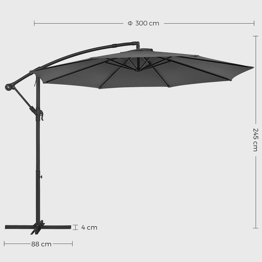 Parasol Ø 3 Meter - Tuinparasol met Handkurbel en UV - Bescherming - De Vries Meubels