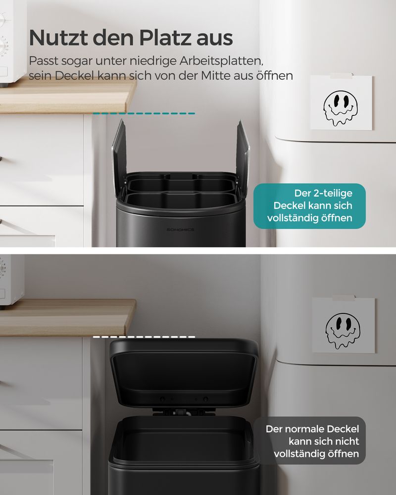 Pedaalemmer Met 2 Vakken 50L - Prullenbak - De Vries Meubels