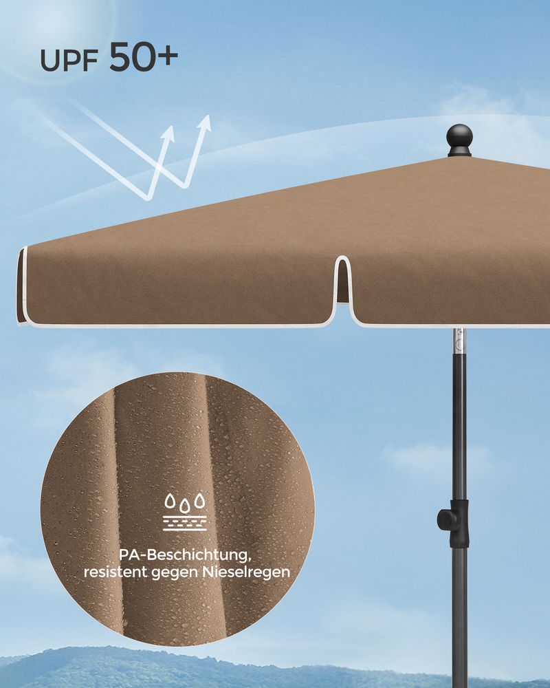 Rechthoekige Parasol - Kantelbaar - Hoogte Verstelbaar - UV - bescherming tot UPF 50+ - De Vries Meubels