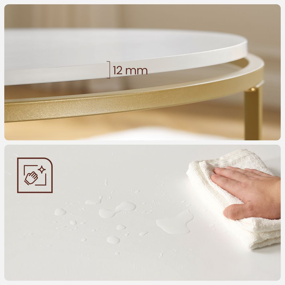 Salontafel met Rond Goudkleurig Frame – Elegante Blikvanger voor de Woonkamer - De Vries Meubels