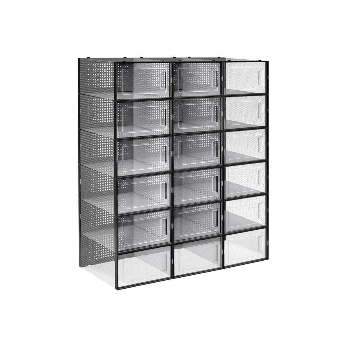 Schoenendozen Set van 18 - Transparante Stapelbare Schoenenopbergers met Deurtje - De Vries Meubels