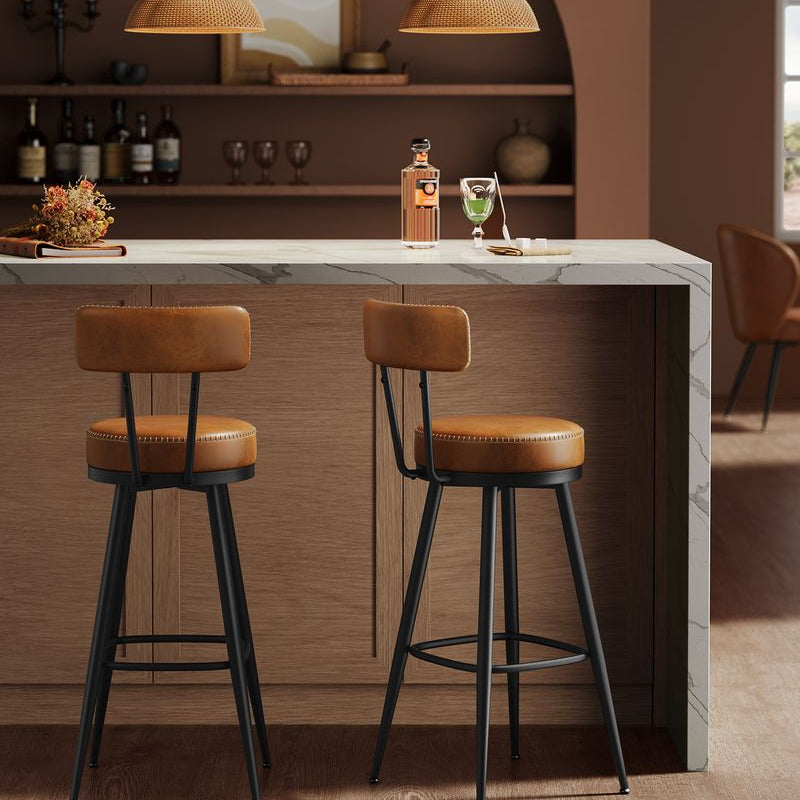 Set van 2 Barkrukken - 360° Draaibaar - Kunstleer - Industrieel Design - De Vries Meubels