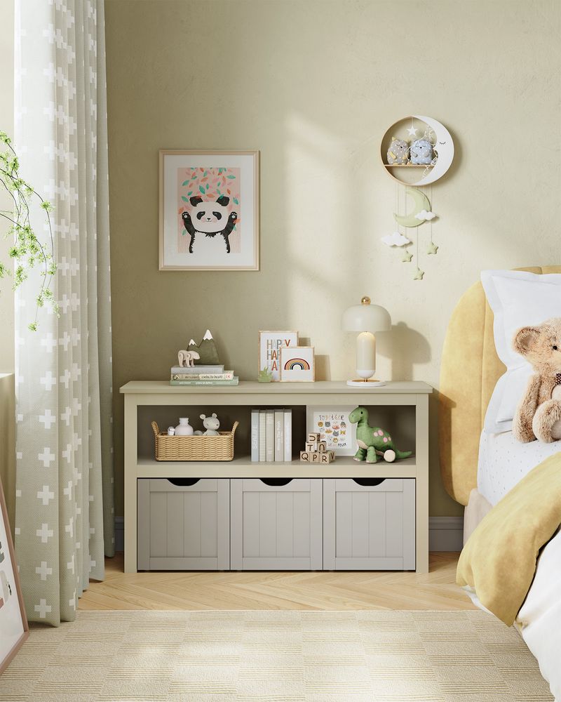 Speelgoedkast met 3 opbergbakken - stijlvol en praktisch - Kinderkamer - De Vries Meubels