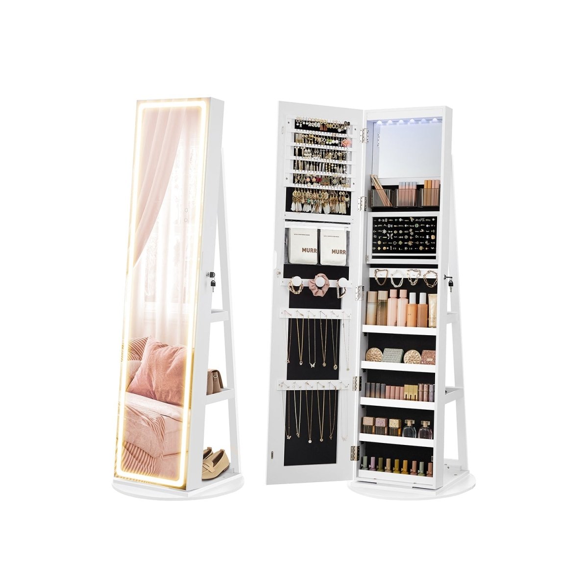 Spiegelkast met LED - Sieradenkast - Staande Spiegel met Opbergruimte - De Vries Meubels