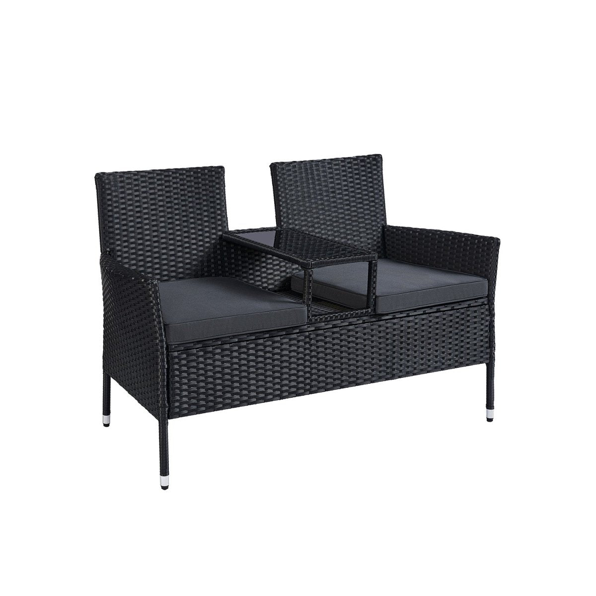 Tuinbankje met Tafeltje - Tuinstoelen - Tuinset - Zwart - De Vries Meubels