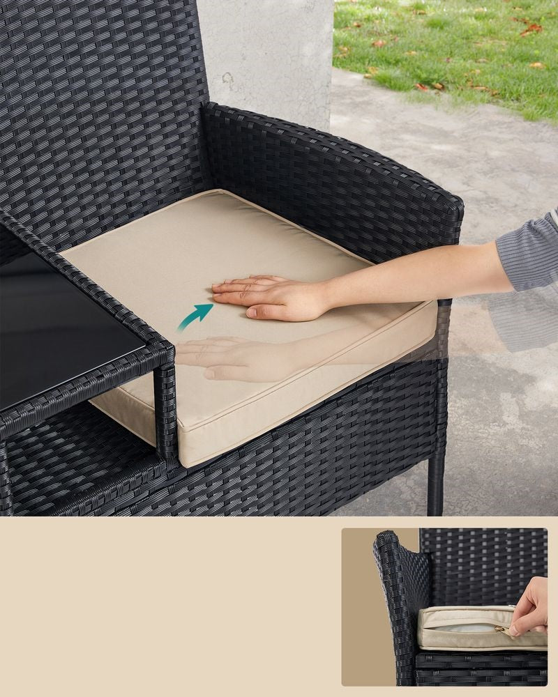 Tuinbankje met Tafeltje - Tuinstoelen - Tuinset - Zwart - De Vries Meubels