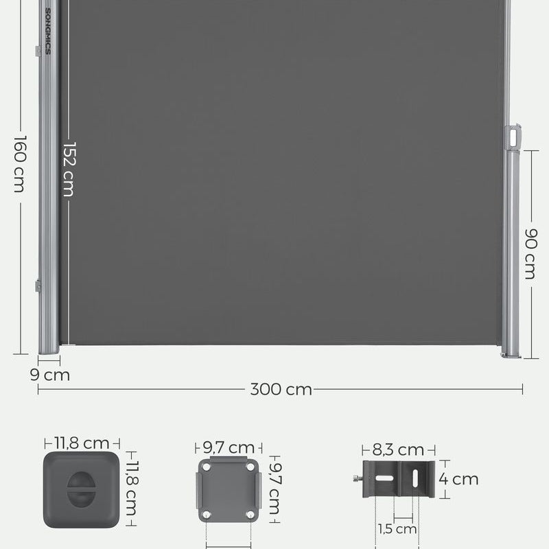 Uitschuifbaar Tuinscherm - Windscherm - Zonnescherm 160 cm hoog - De Vries Meubels