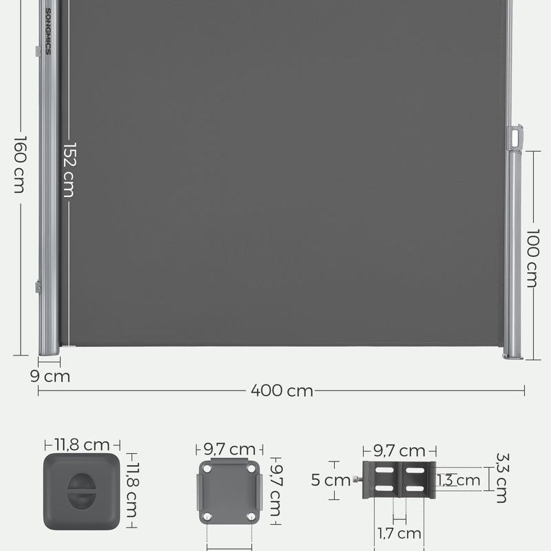 Uitschuifbaar Tuinscherm - Windscherm - Zonnescherm 160 cm hoog - De Vries Meubels