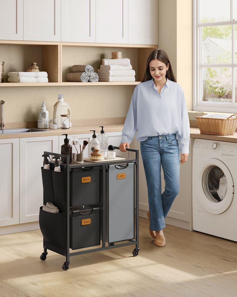 Wasmand Wagen - Waswagen - Wasmand op Wieltjes - De Vries Meubels