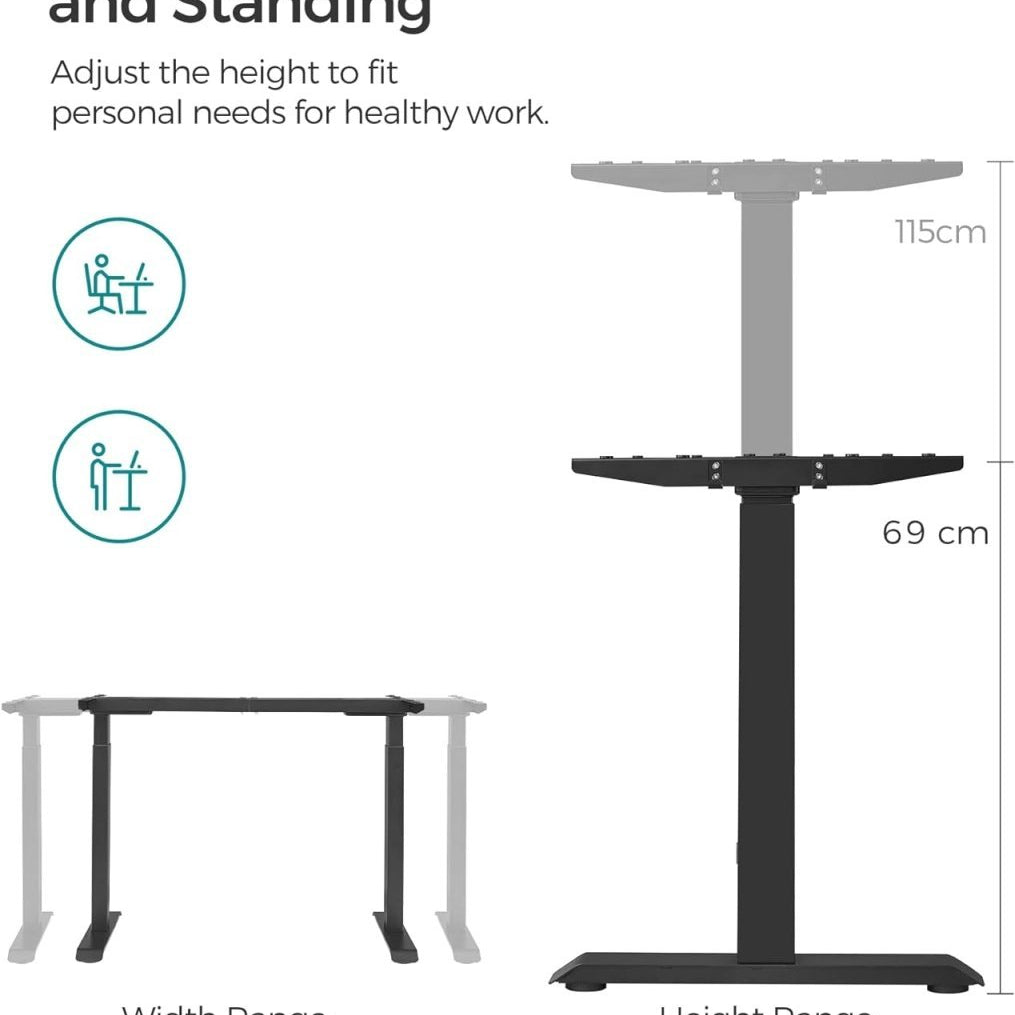 Zit Sta Bureau Poten - Hoog Laag Bureau Onderstel - Elektrisch Bureau - Sta Bureau Poten - De Vries Meubels