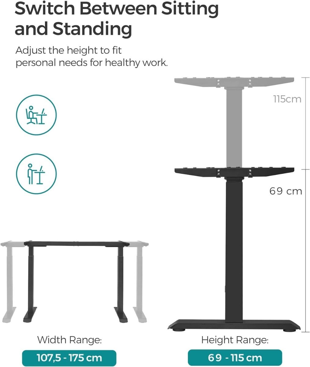 Zit Sta Bureau Poten - Hoog Laag Bureau Onderstel - Elektrisch Bureau - Sta Bureau Poten - De Vries Meubels