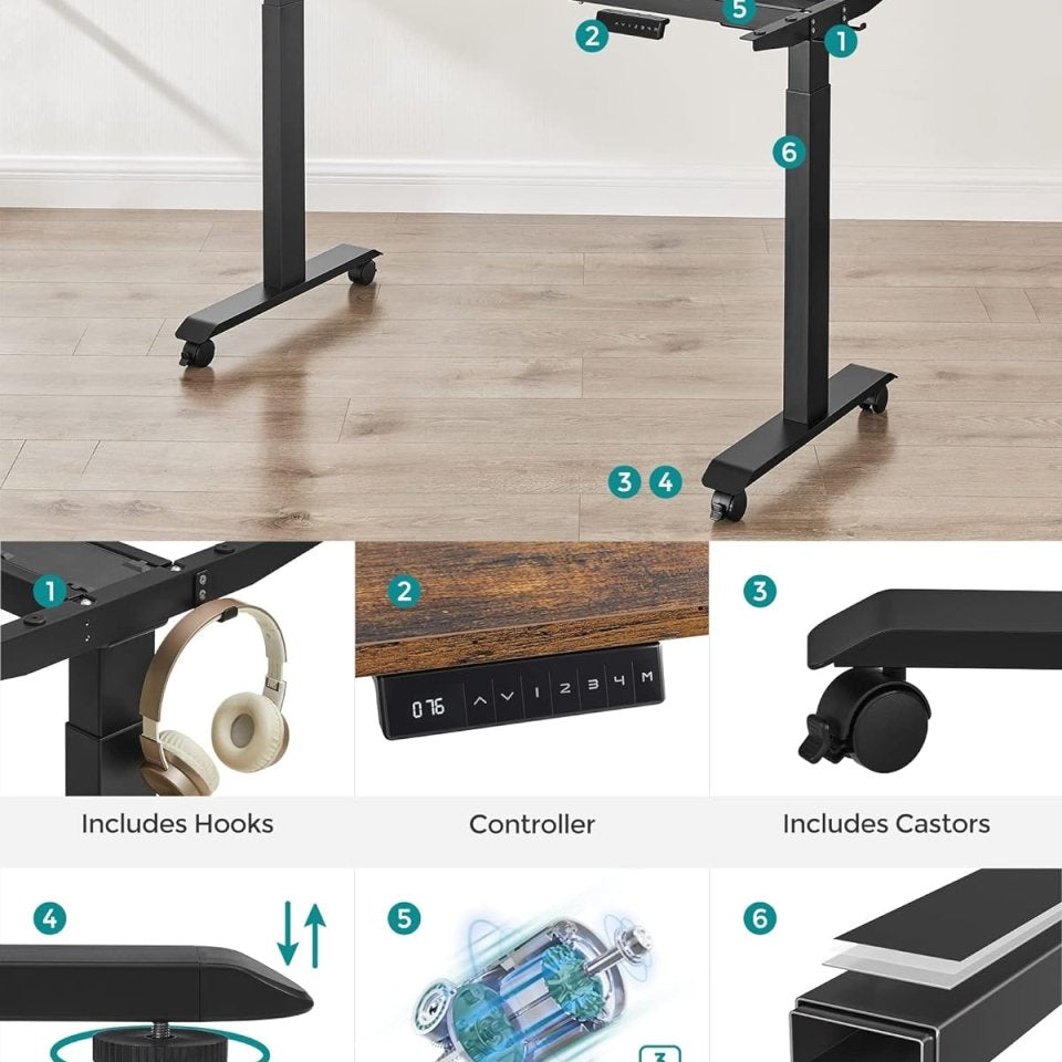 Zit Sta Bureau Poten - Hoog Laag Bureau Onderstel - Elektrisch Bureau - Sta Bureau Poten - De Vries Meubels