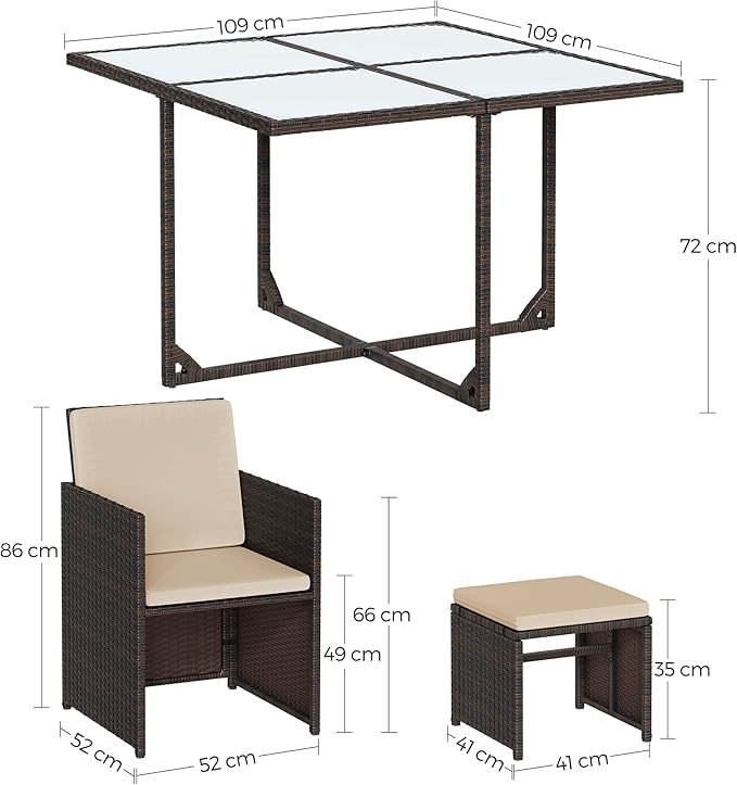 Complete Tuinmeubelset - Polyrattan Stoelen + Tafel - Terras Set met Kussens - De Vries Meubels